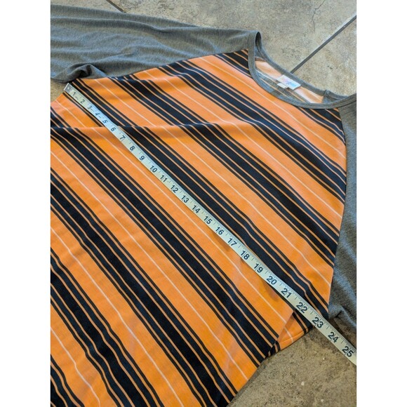 LuLaRoe 3XL Orange Black Stripe Raglan Baseball Tee Shirt Gray Sleeves Women’s - Picture 9 of 10